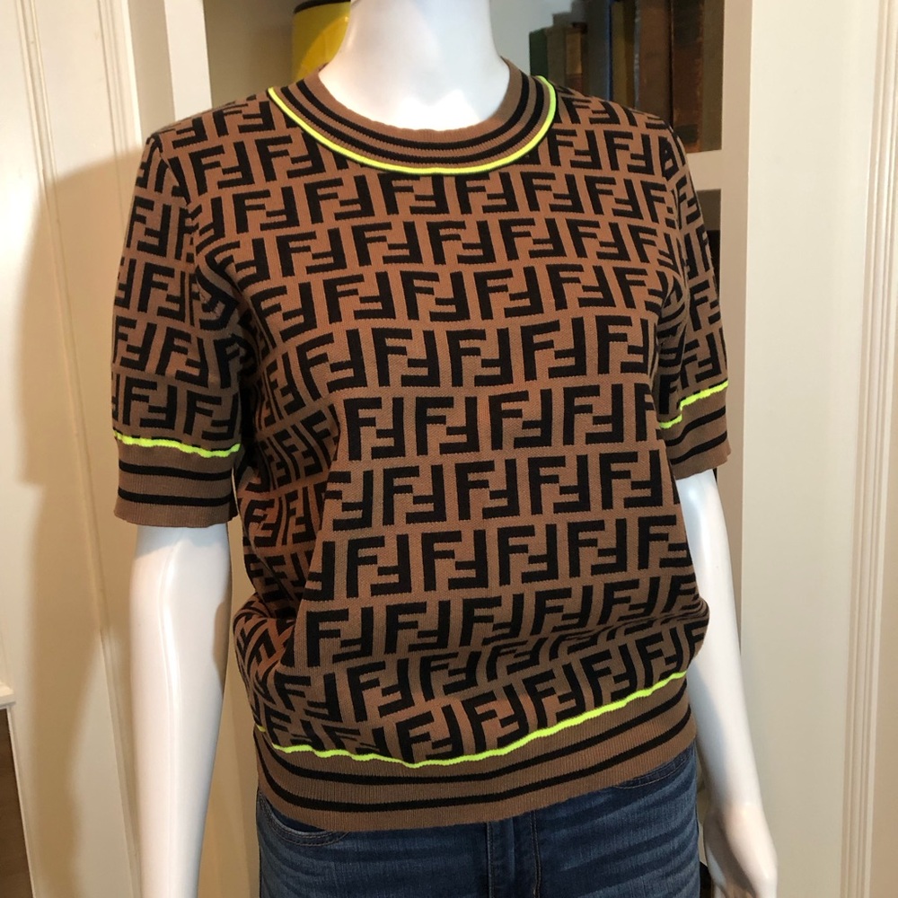 Fendi Logo Mania Brown and Black Knit